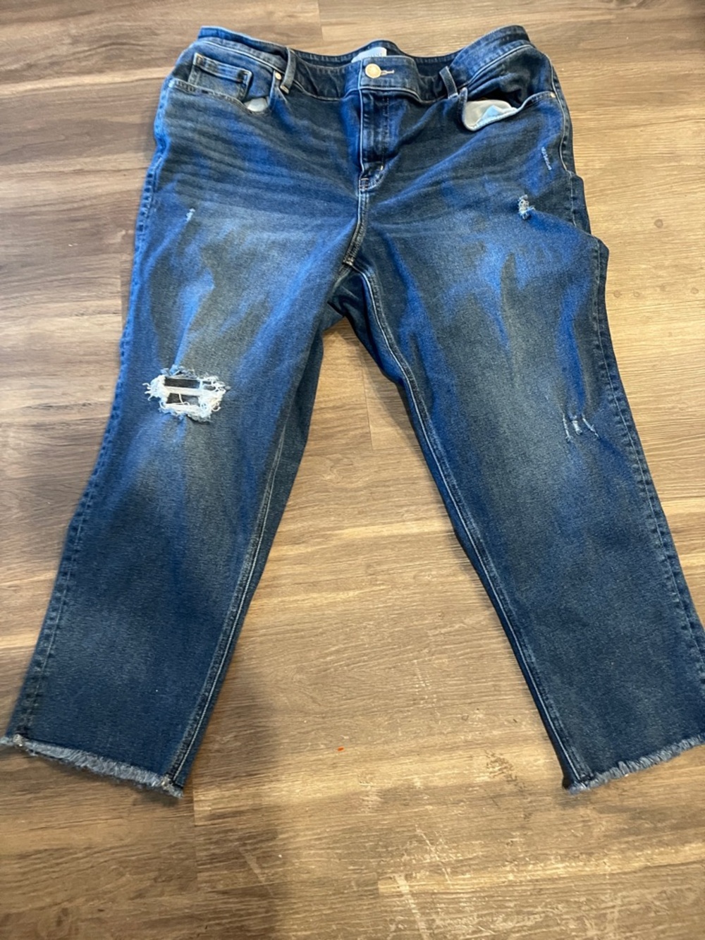 Lane Bryant Dark Blue Distressed Cropped Jeans